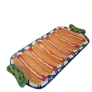 vintage hotdog bbq platter pickles mustard ketchup 4th of july, labor day party